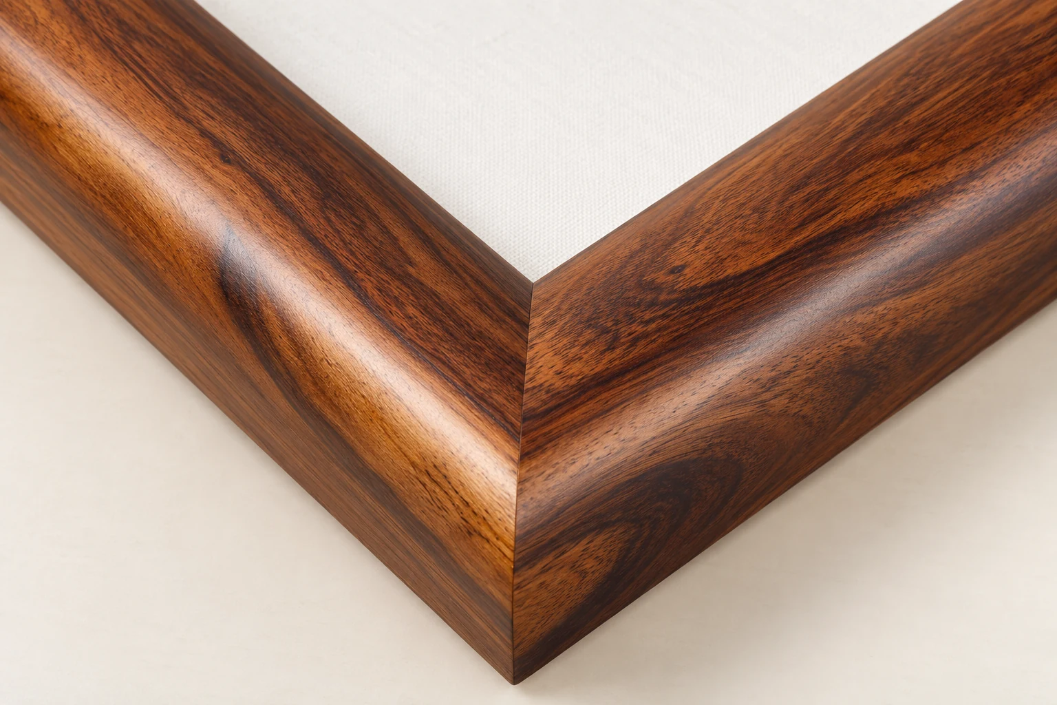 Illustrative reference of a rounded, polished Sheesham frame corner